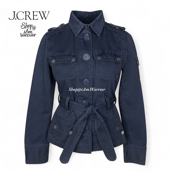 J. Crew rare vintage flap pocket navy cotton jacket with epaulets *iamwarrior - Picture 2 of 9